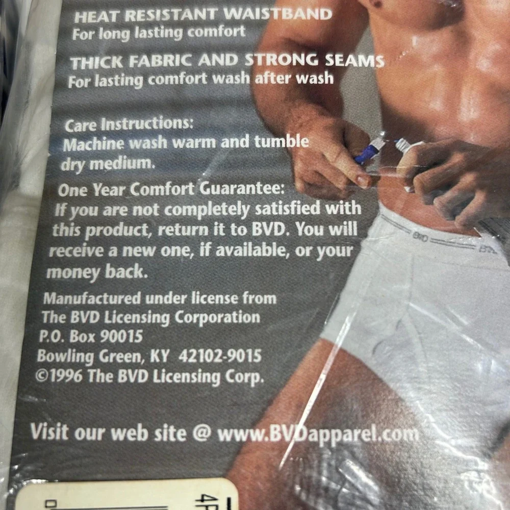 Vintage 1996 BVD Mens Briefs 8 Pack White 100% Cotton Size 36 New Old Stock